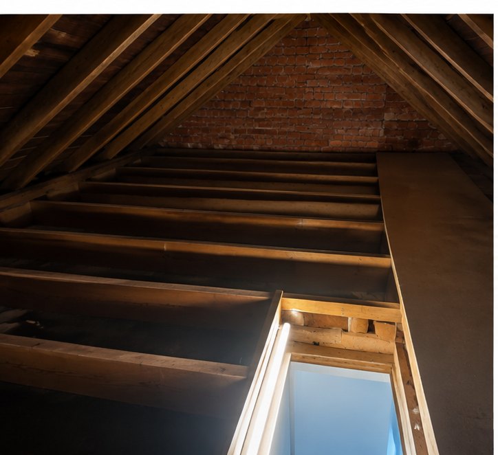 Loft floor before insulation in Bradford — exposed joists