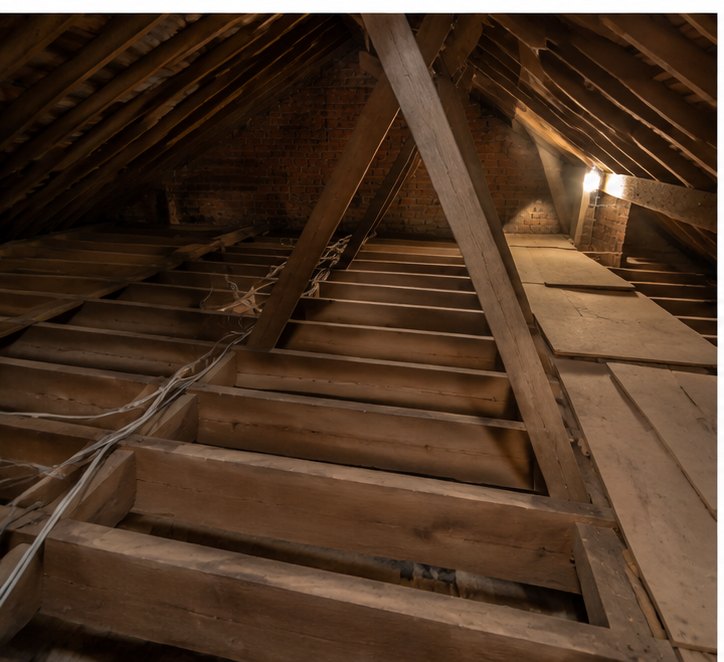 Loft floor before insulation in Sheffield — exposed joists