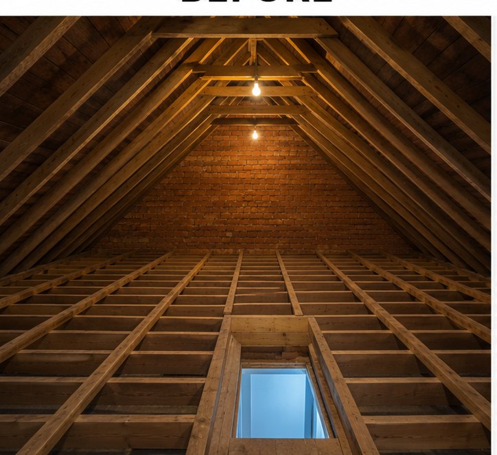 Loft floor before insulation in Oxford — exposed joists