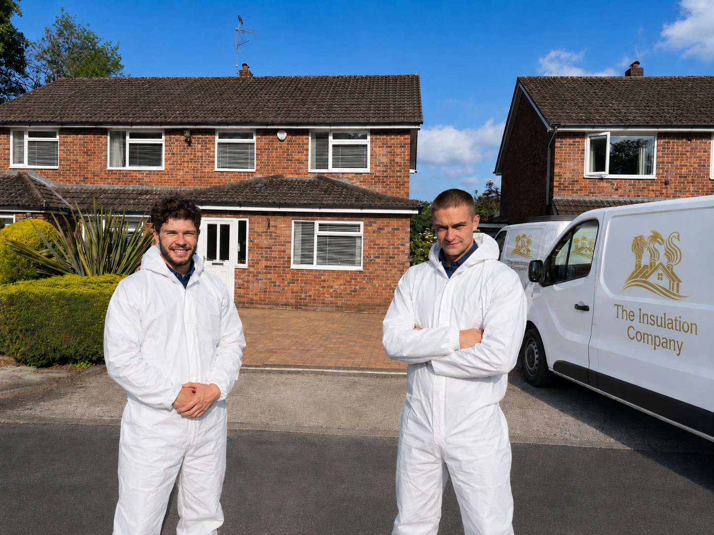 The Insulation Company team and van outside a UK home